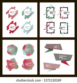 Set of vector illustration. A minimalistic hipster colored frame design. Vector line gradient halftone. frame for text Modern Art graphics. design business cards, invitations, gift cards, flyers