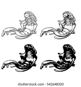 Set vector illustration of a monster water element.