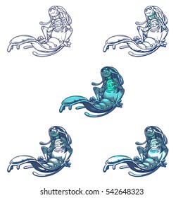 Set vector illustration of a monster water element.