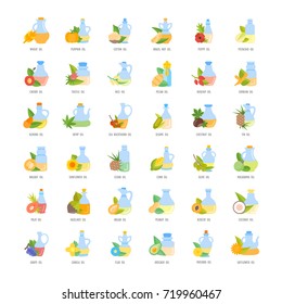 Set vector illustration of oils. Flat elements on white background.