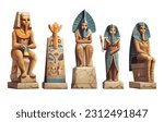set vector illustration of old egyptian sarcophagus isolated on white background
