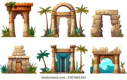 set vector illustration of old egyptian sarcophagus isolated on white background svg