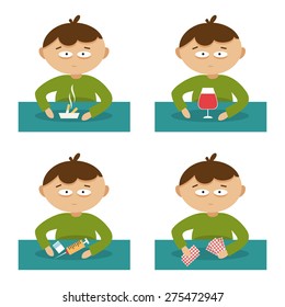 Set of vector illustration on the theme of bad habits