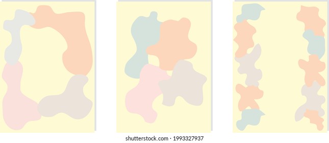 Set of a vector illustration of a pastel color abstract pattern background with various organic shape for dynamic cover design.