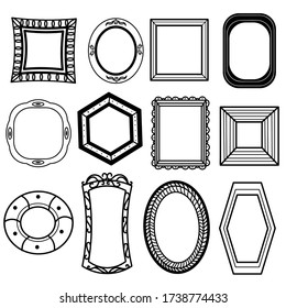 Set vector illustration photo frame, mirror frame. decorative design element. 