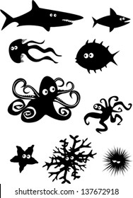 Set of vector illustration of sea animals