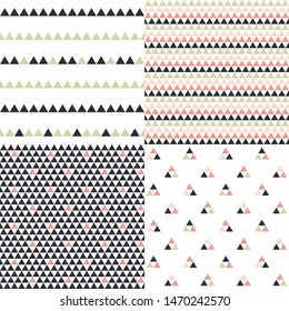 Set. Vector illustration of seamless patterns with triangle.