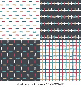 Set. Vector illustration of seamless patterns with lines.