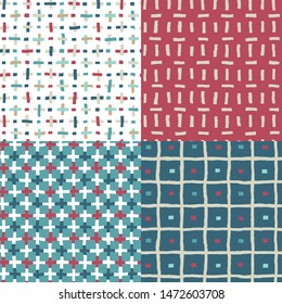 Set. Vector illustration of seamless patterns with lines.