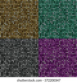 Set of Vector illustration seamless shiny mosaic background. Round shape