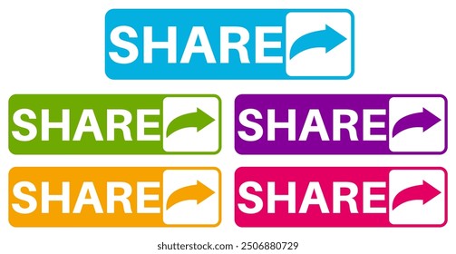 set Ilustración vectorial share Etiqueta. sharing sing moderno social media Elemento diseño de Plantilla