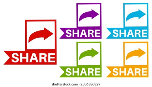 set vector Illustration share Label. sharing sing modern social media Element template design
