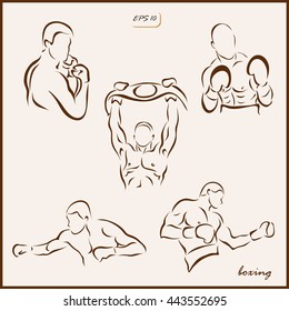 Set of a vector Illustration shows a Boxer strike. Boxing