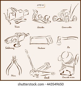 Set of a vector Illustration shows a construction tools