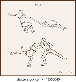 Set of a vector Illustration shows a figure skating