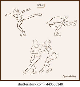 Set of a vector Illustration shows a figure skating