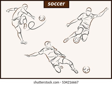 Set Vector Illustration Shows Football Player Stock Vector (Royalty ...