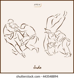 Set of a vector Illustration shows a Judo