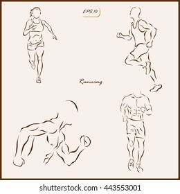Set of a vector Illustration shows a running sports athletes. Running