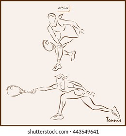Set of a vector Illustration shows a Tennis players