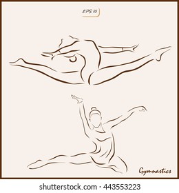Set of a vector Illustration shows a womens gymnastics
