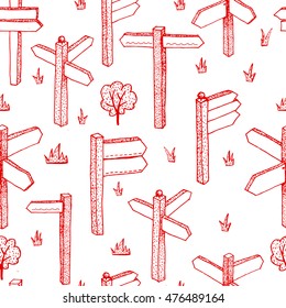 Set of vector illustration of sign boards doodle sketch style. Vector illustration. Hand drawn Doodle artwork. Summer concept for party card, ticket, branding, logo, label. Black, beige color