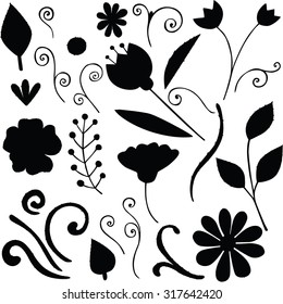 Set vector illustration of silhouettes of different colors and patterns