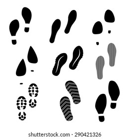 Set of vector illustration silhouettes shoe prints