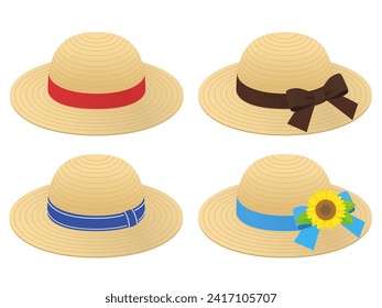 Set vector illustration of straw hats