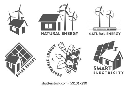 set Vector illustration of a template for a business or company sign on environmental issues, in two colors black and white