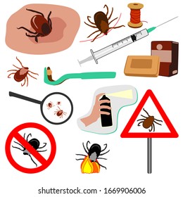 
Conjunto de ilustraciones vectoriales. Tejas, protección de insectos. Vacunación y retirada de garrapatas. Signos de advertencia, peligro. Diseñado para materiales didácticos, carteles médicos, folletos. Usada en hospitales.