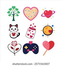 set of vector illustration Valentine's Day related icon.