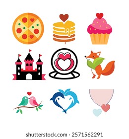 set of vector illustration Valentine's Day related icon.