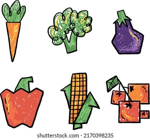 conjunto de ilustraciones vectoriales de vegetales para niños