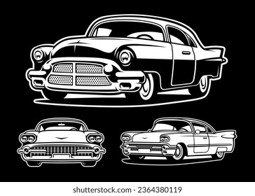 Set of vector illustration vintage cars