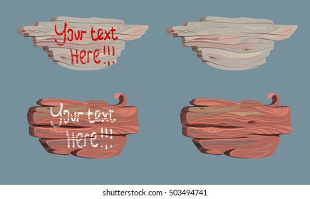 Set Vector illustration of wood board. Cartoon