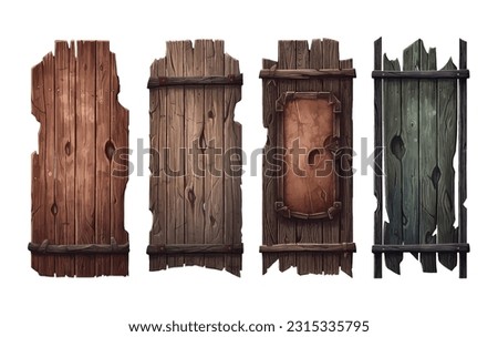 set vector illustration of wood plank halloween copyspace isolated on white background