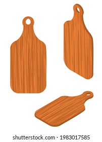 conjunto de ilustración vectorial de una tabla de corte de cocina de madera aislada en un fondo blanco. Isometric