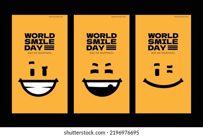 Set Vector Illustration World Smile Day Instagram Story Post