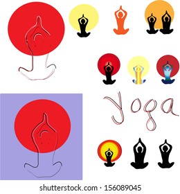 Set of vector illustration of yoga poses.