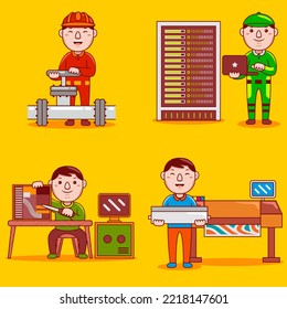 Set Vektorgrafik des jungen Mannschaftsberufs