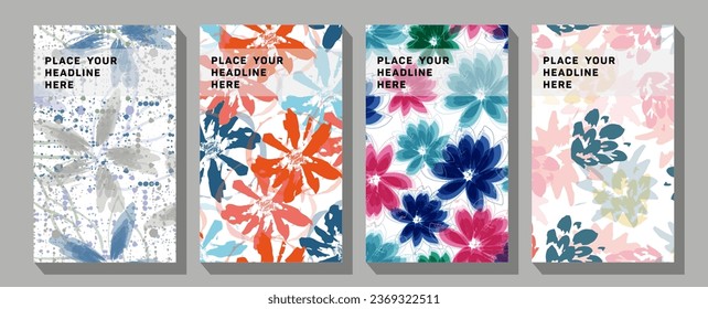 Set of vector illustrations. Abstract backgrounds, patterns, mother's day cards. Abstract art background vector design for wedding and vip cover template.