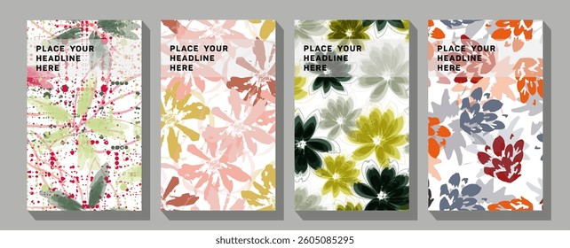 Set of vector illustrations. Abstract backgrounds, patterns, mother's day cards.  Set of vector illustrations. Engraving, pencil style. 