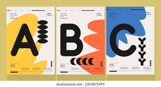 A set of vector illustrations. Abstract posters. Images of geometric shapes and abstract elements.