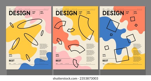 A set of vector illustrations. Abstract posters. Images of geometric shapes and abstract elements.