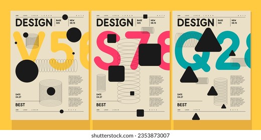 A set of vector illustrations. Abstract posters. Images of geometric shapes and abstract elements.