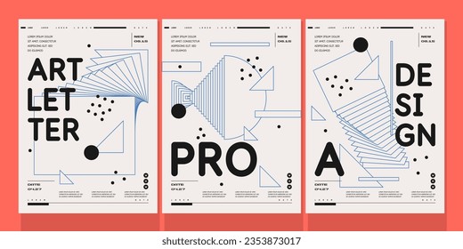 A set of vector illustrations. Abstract posters. Images of geometric shapes and abstract elements.