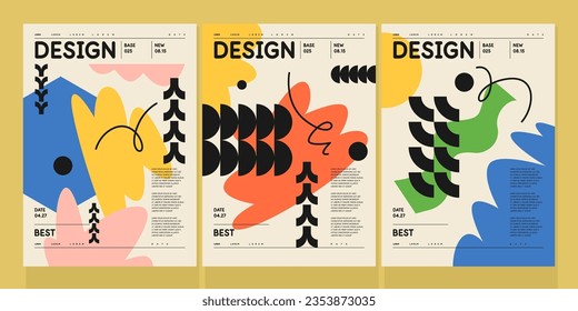 A set of vector illustrations. Abstract posters. Images of geometric shapes and abstract elements.