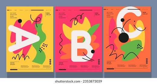 A set of vector illustrations. Abstract posters. Images of geometric shapes and abstract elements.