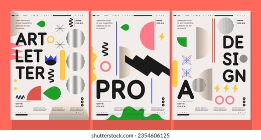 A set of vector illustrations. Abstract posters. Images of geometric shapes and abstract elements.